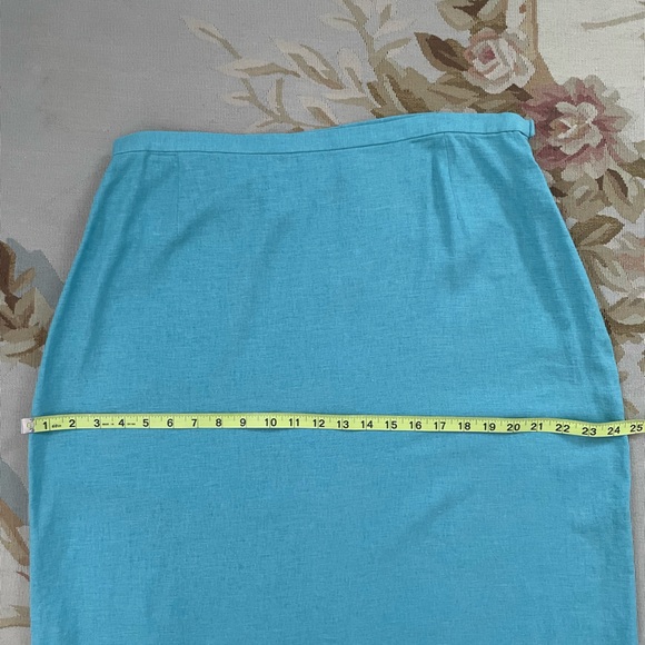 Turquoise aqua linen skirt size 16 by Kathie Lee collection - Picture 4 of 5